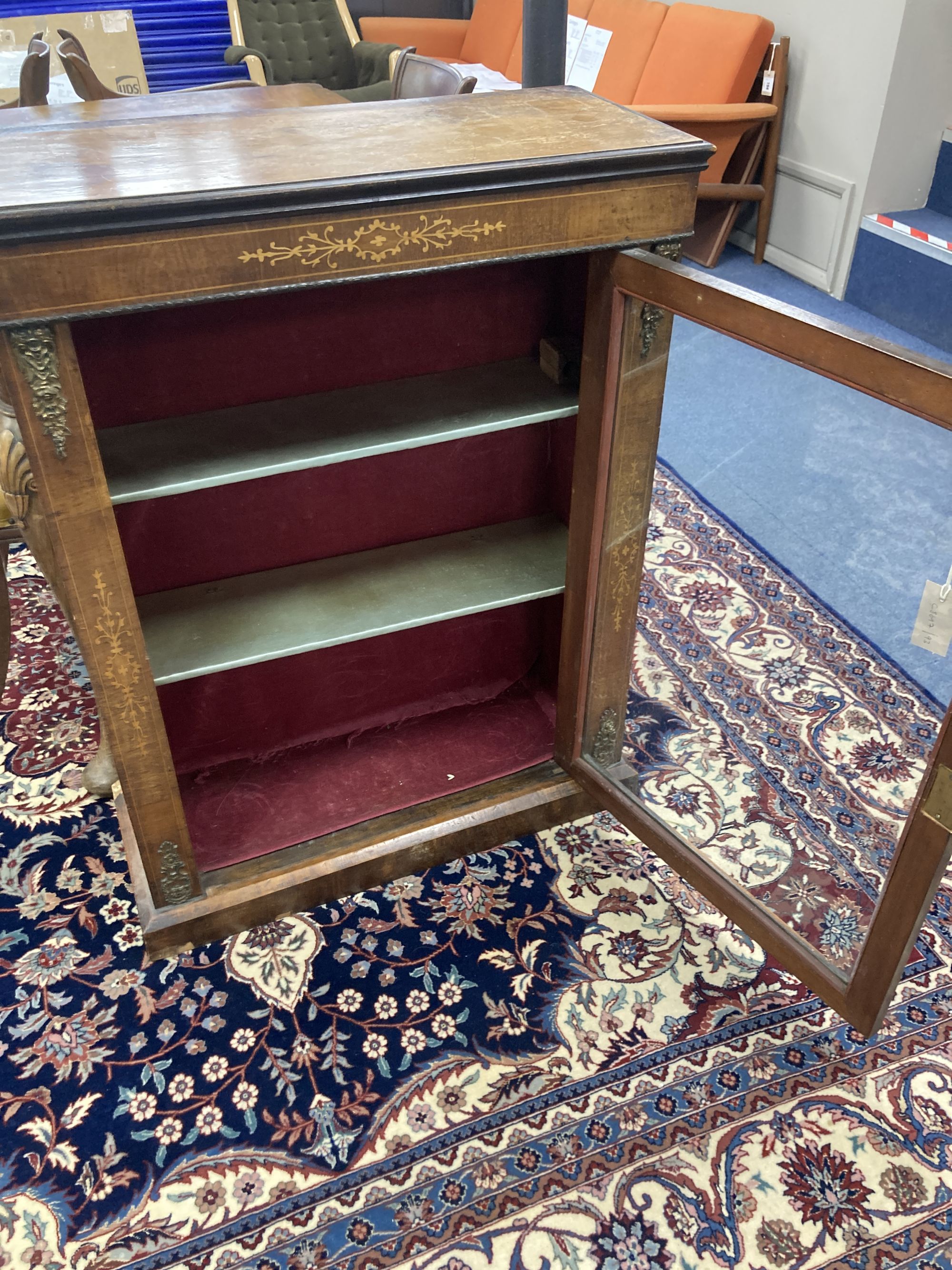 A Victorian walnut pier cabinet, width 74cm, depth 30cm, height 96cm